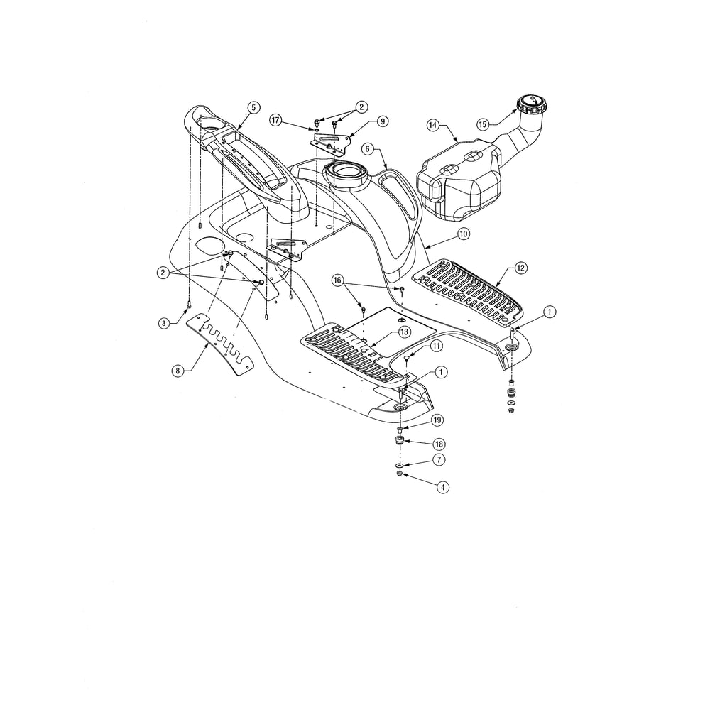 Fender/Fuel Tank Diagram and Parts List for 13AP11CP756  Cub Cadet Lawn Tractor